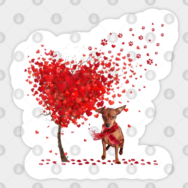 Valentine's Day Heart Tree Love Red Miniature Pinscher Sticker by TATTOO project